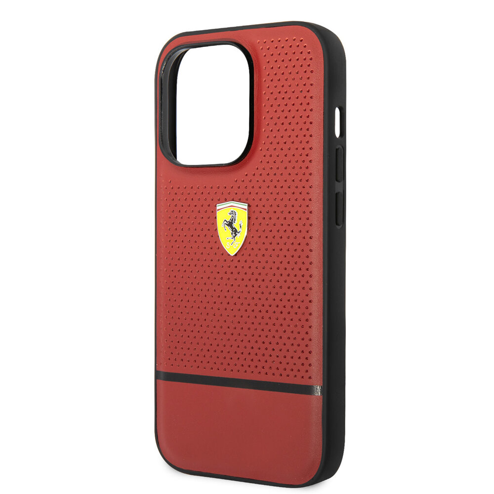 Ferrari Ferrari iPhone 14 Pro Backcover hoesje - Real Leather - Perforated - Rood Ferrari Ferrari iPhone 14 Pro Backcover hoesje - Real Leather - Perforated - Rood