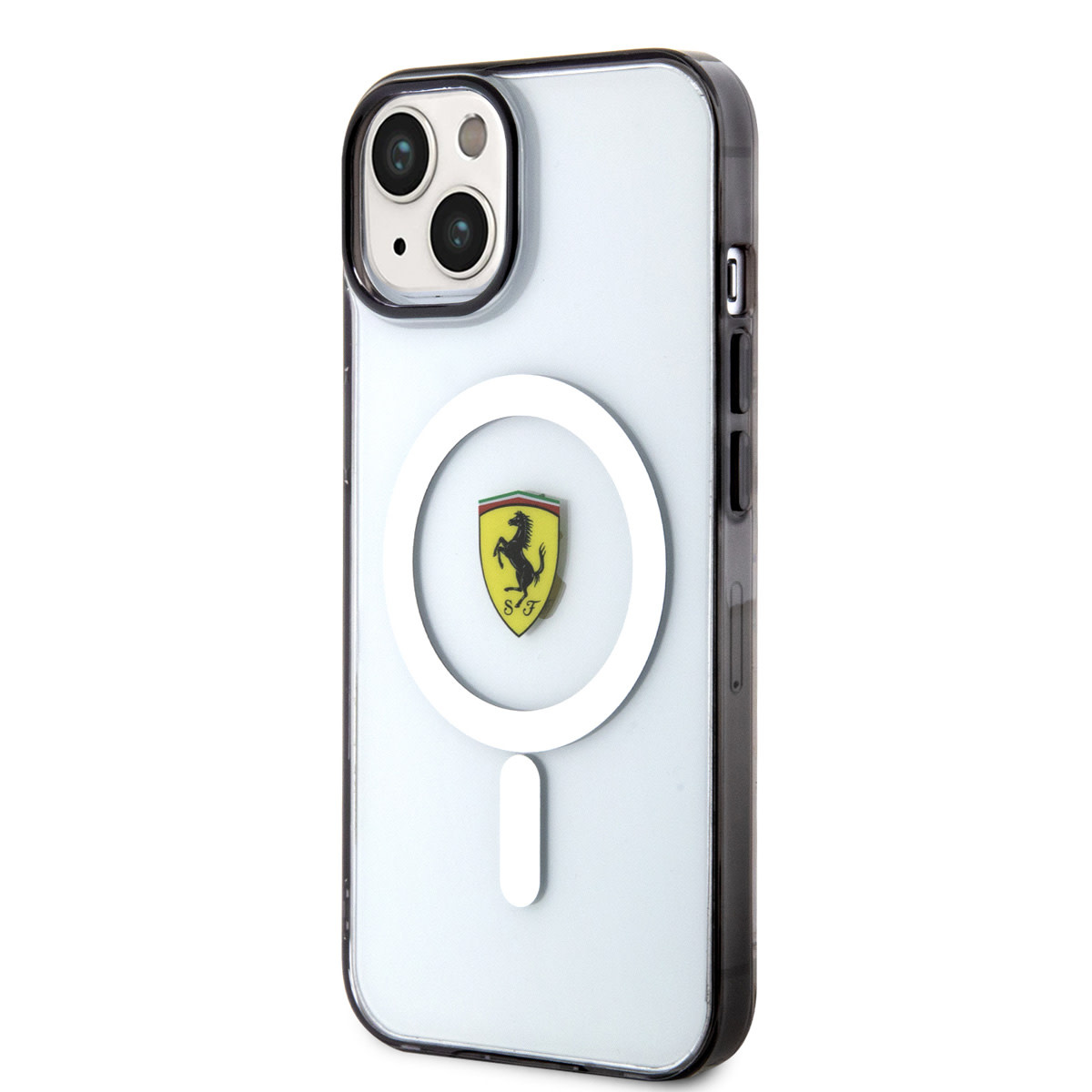 Ferrari Ferrari iPhone 14 Plus & 15 Plus Backcover hoesje - Magsafe - Black edge - Transparant, foto 2 van 6