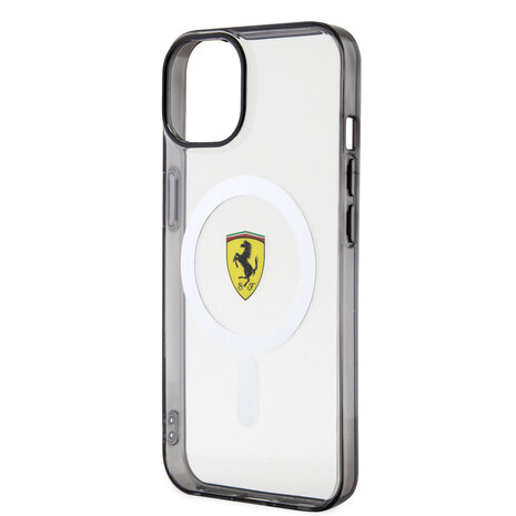 Ferrari Ferrari iPhone 14 Plus & 15 Plus Back-Cover hul - Magsafe - Black edge - Transparent Ferrari Ferrari iPhone 14 Plus & 15 Plus Back-Cover hul - Magsafe - Black edge - Transparent