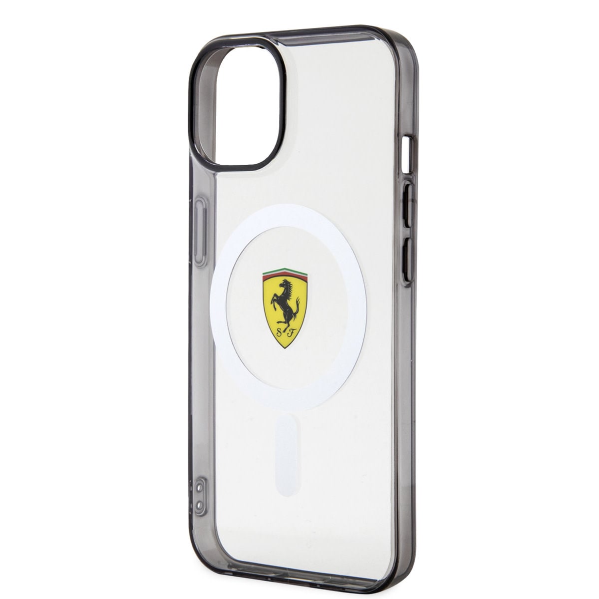 Ferrari Ferrari iPhone 14 Plus & 15 Plus Backcover hoesje - Magsafe - Black edge - Transparant, foto 5 van 6