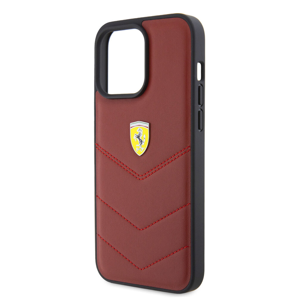 Ferrari Ferrari iPhone 15 Plus Back cover case - Stitched Lines - Red Ferrari Ferrari iPhone 15 Plus Back cover case - Stitched Lines - Red