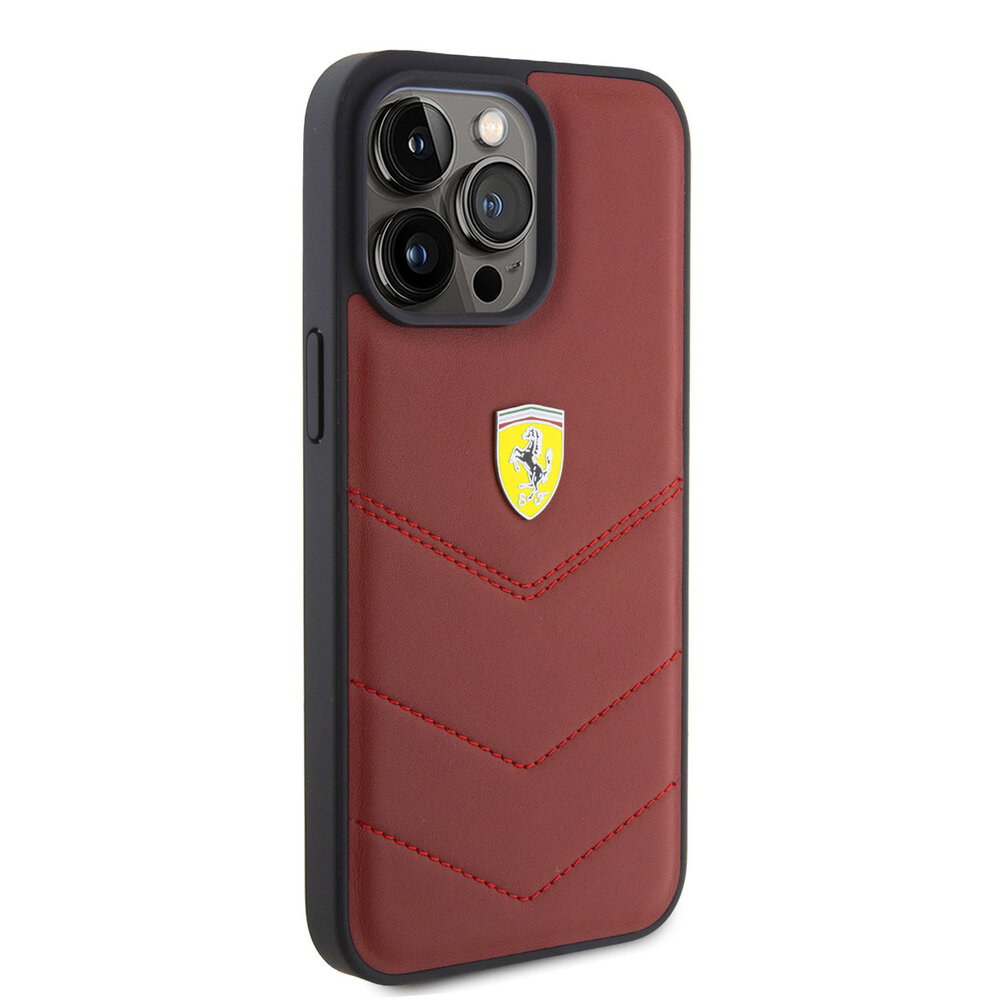 Ferrari Ferrari iPhone 15 Plus Back cover case - Stitched Lines - Red Ferrari Ferrari iPhone 15 Plus Back cover case - Stitched Lines - Red