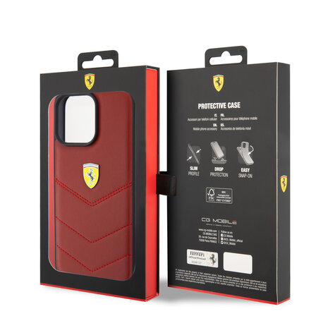 Ferrari Ferrari iPhone 15 Plus Back cover case - Stitched Lines - Red Ferrari Ferrari iPhone 15 Plus Back cover case - Stitched Lines - Red