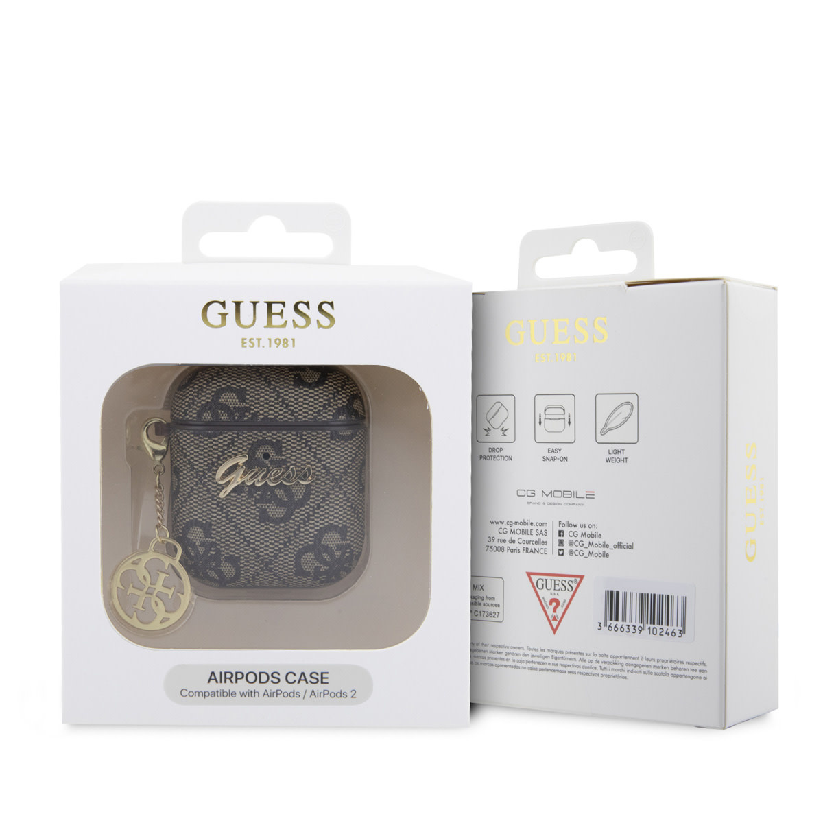 Guess Guess Airpods - Airpods 2 Case - 4G - Heart Charm - Bruin, foto 3 van 3
