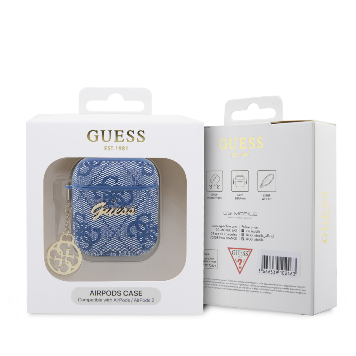 Guess Guess Airpods - Airpods 2 Case - 4G - Heart Charm - Blauw, foto 3 van 3