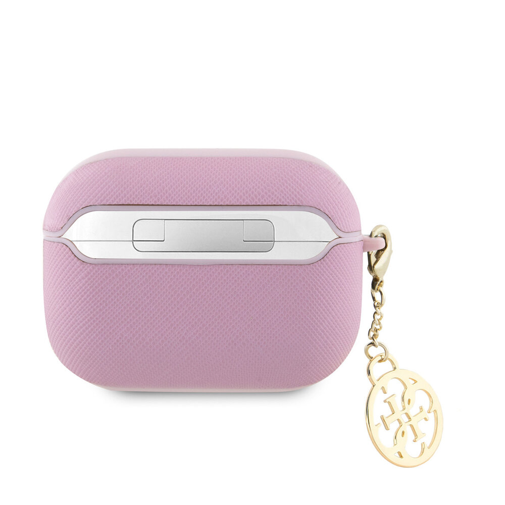 Guess Guess Airpods Pro & Pro 2 Case - Saffiano - Circle Charm -Roze Guess Guess Airpods Pro & Pro 2 Case - Saffiano - Circle Charm -Roze
