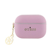 Guess Guess Airpods Pro & Pro 2 Case - Saffiano - Circle Charm - Roze Guess Guess Airpods Pro & Pro 2 Case - Saffiano - Circle Charm - Roze