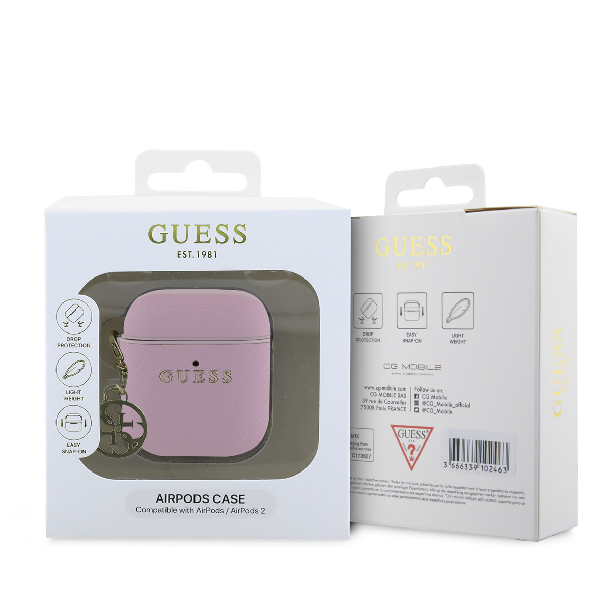 Guess Guess Airpods - Airpods 2 Case - Saffiano - Circle Charm - Roze, foto 3 van 3