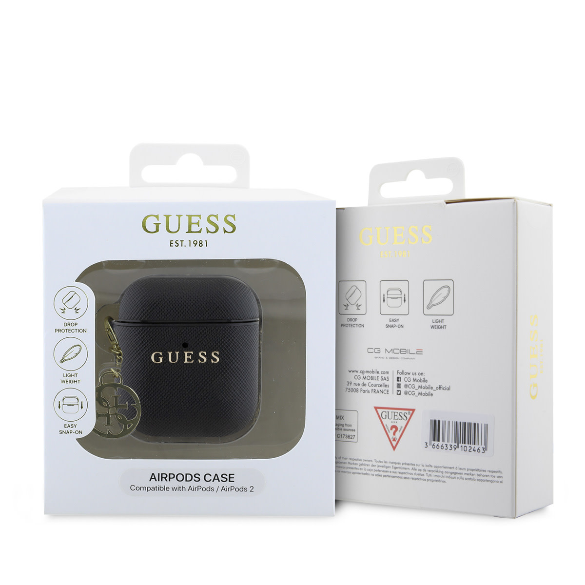 Guess Guess Airpods - Airpods 2 Case - Saffiano - Circle Charm - Zwart, foto 3 van 3