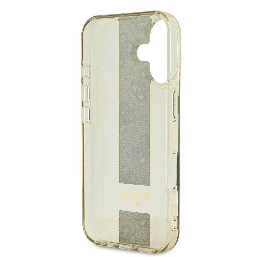 Guess Guess iPhone 16 Back-Cover hul - IML 4G Stripe - Braun Guess Guess iPhone 16 Back-Cover hul - IML 4G Stripe - Braun