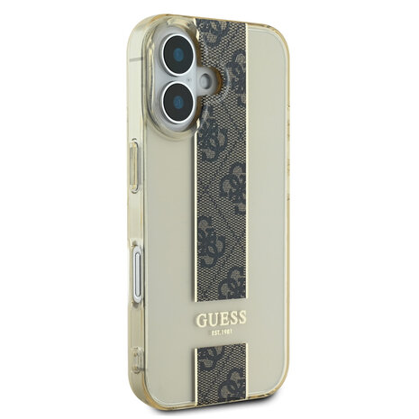 Guess Guess iPhone 16 Back-Cover hul - IML 4G Stripe - Braun Guess Guess iPhone 16 Back-Cover hul - IML 4G Stripe - Braun