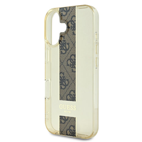Guess Guess iPhone 16 Back-Cover hul - IML 4G Stripe - Braun Guess Guess iPhone 16 Back-Cover hul - IML 4G Stripe - Braun