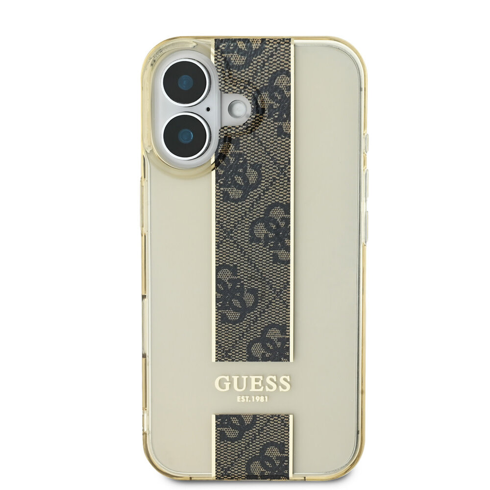 Guess Guess iPhone 16 Backcover hoesje IML 4G Stripe - Bruin Guess Guess iPhone 16 Backcover hoesje IML 4G Stripe - Bruin