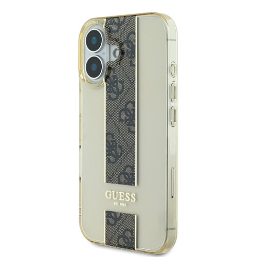 Guess Guess iPhone 16 Backcover hoesje IML 4G Stripe - Bruin