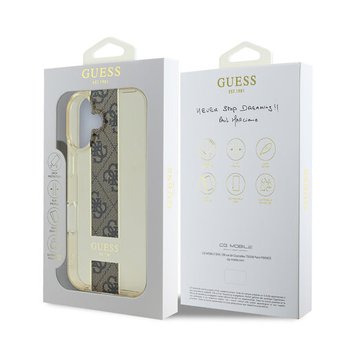 Guess Guess iPhone 16 Backcover hoesje IML 4G Stripe - Bruin