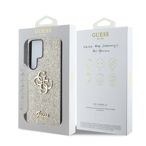 Guess Guess Galaxy S25 Ultra Backcover hoesje - Fixed Glitter - Big 4G Metal Logo - Goud