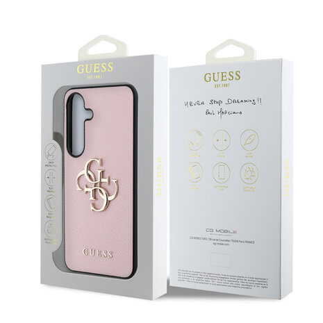 Guess Guess Galaxy S25 Backcover hoesje - Grained - Big 4G Logo - Roze Guess Guess Galaxy S25 Backcover hoesje - Grained - Big 4G Logo - Roze