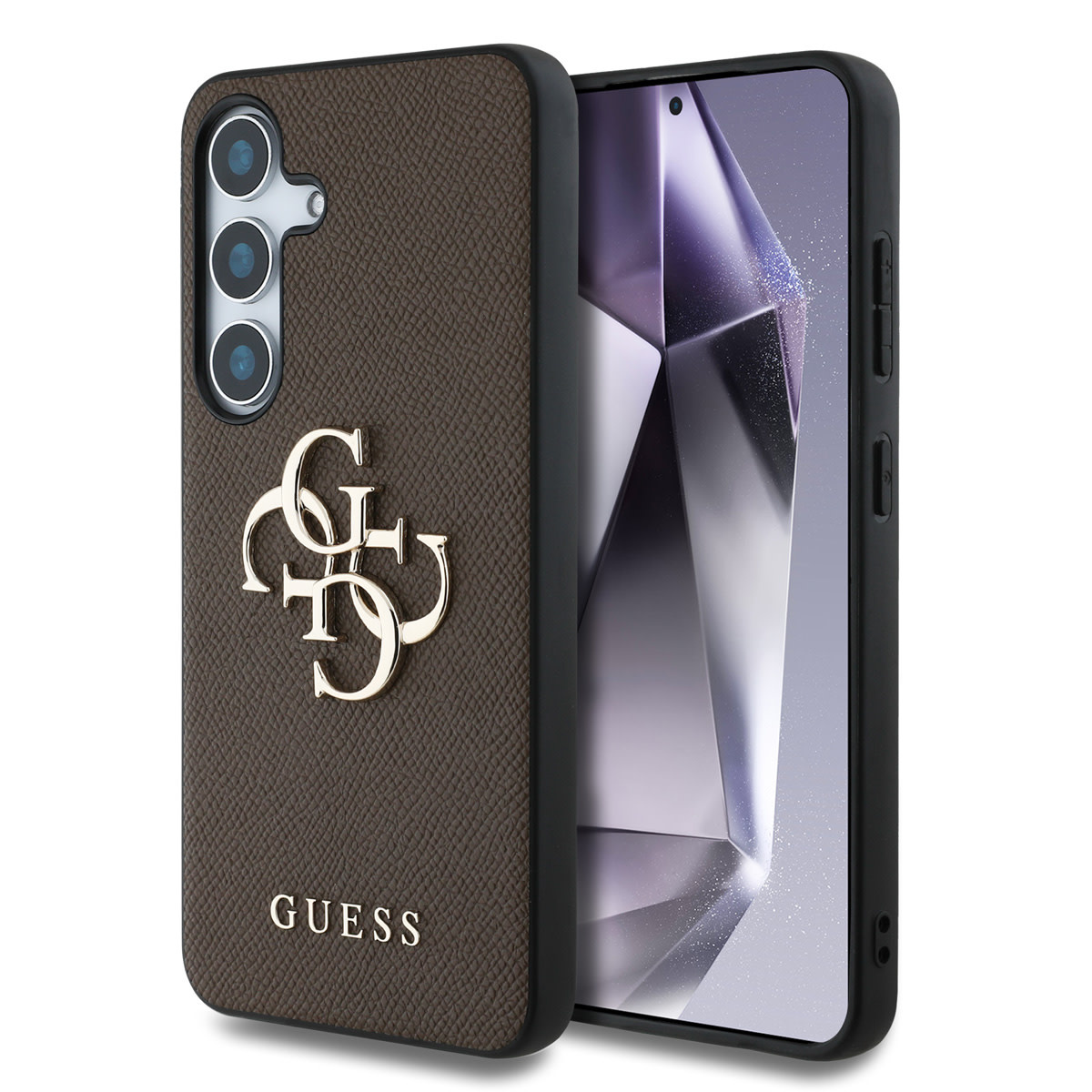 Guess Guess Galaxy S25 Backcover hoesje - Grained - Big 4G Logo - Bruin