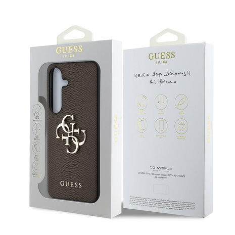 Guess Guess Galaxy S25 Back cover case - Grained - Big 4G Logo - Brown Guess Guess Galaxy S25 Back cover case - Grained - Big 4G Logo - Brown
