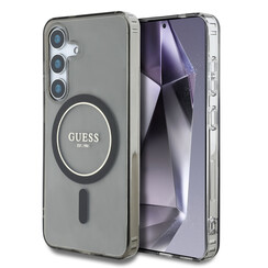 Guess Galaxy S25 Back-Cover hul - Magnetic IML Glitter Circle - Magsafe - Schwarz