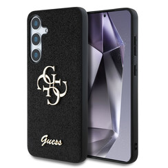 Guess Galaxy S25 Backcover hoesje - Fixed Glitter - Big 4G Metal Logo - Zwart