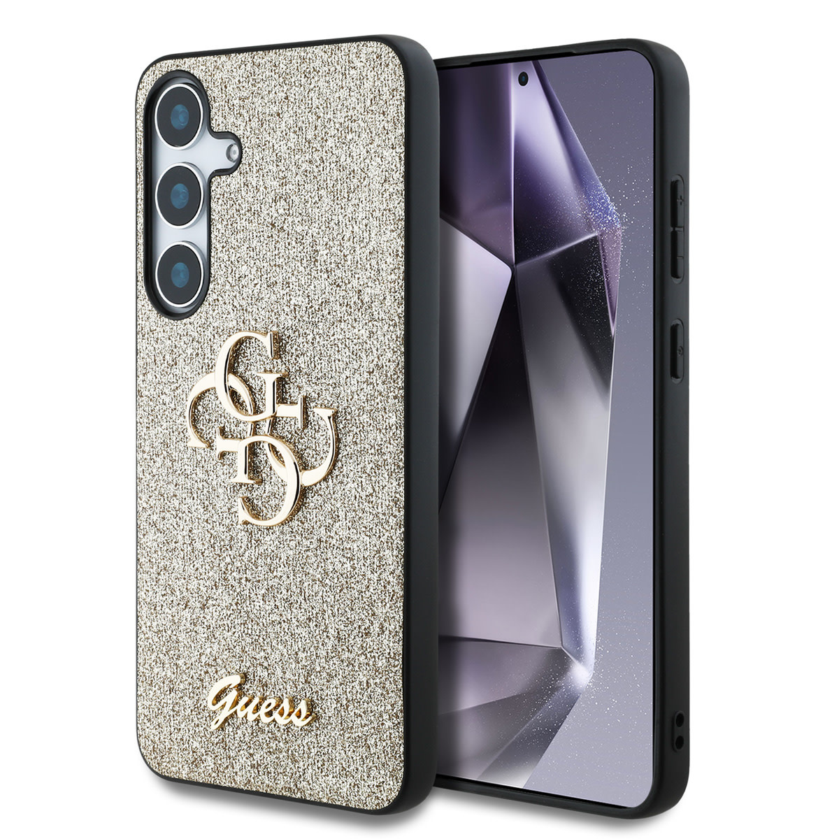Guess Guess Galaxy S25 Backcover hoesje - Fixed Glitter - Big 4G Metal Logo - Goud