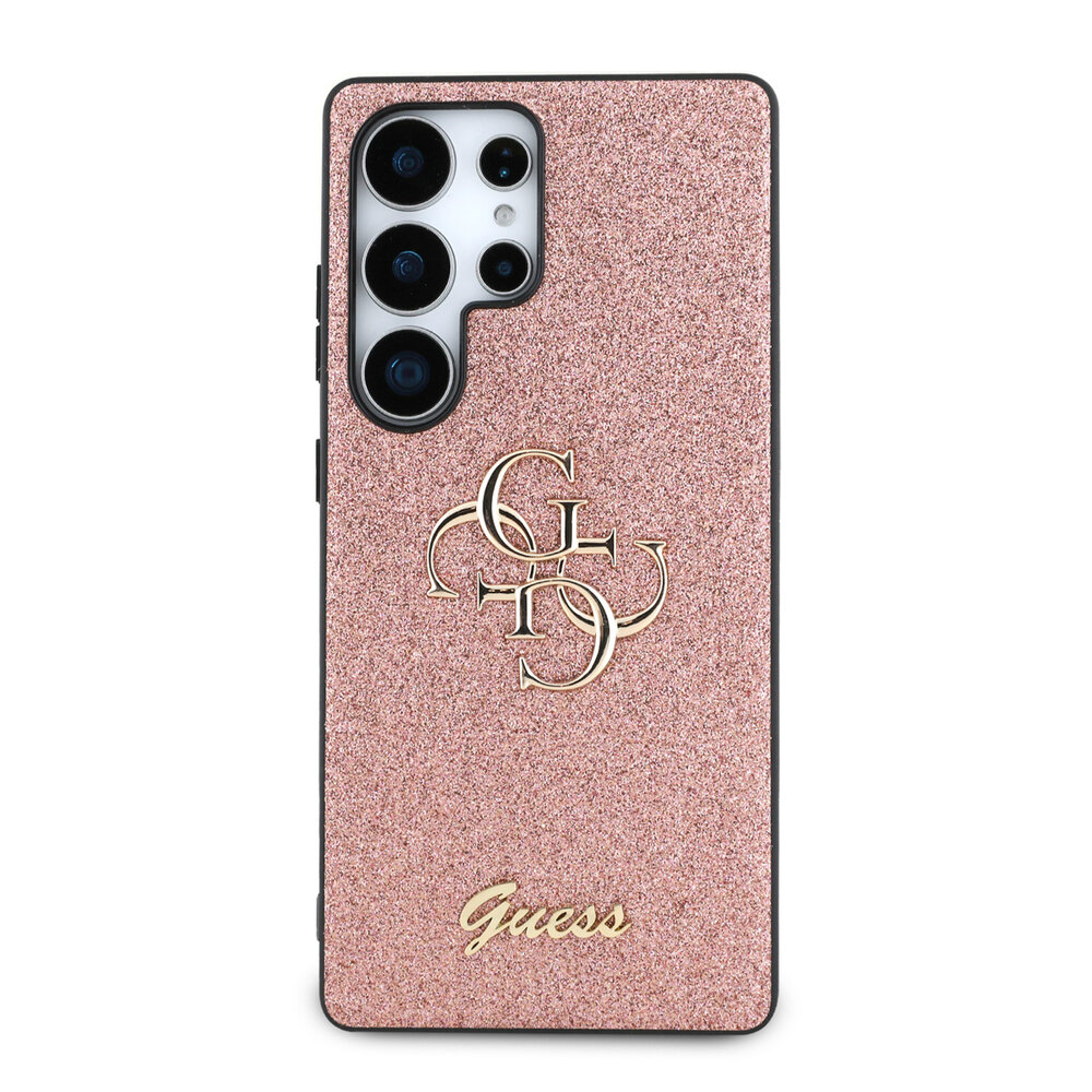 Guess Guess Galaxy S25 Ultra Back-Cover hul - Fixed Glitter - Big 4G Metal Logo - Rosa Guess Guess Galaxy S25 Ultra Back-Cover hul - Fixed Glitter - Big 4G Metal Logo - Rosa