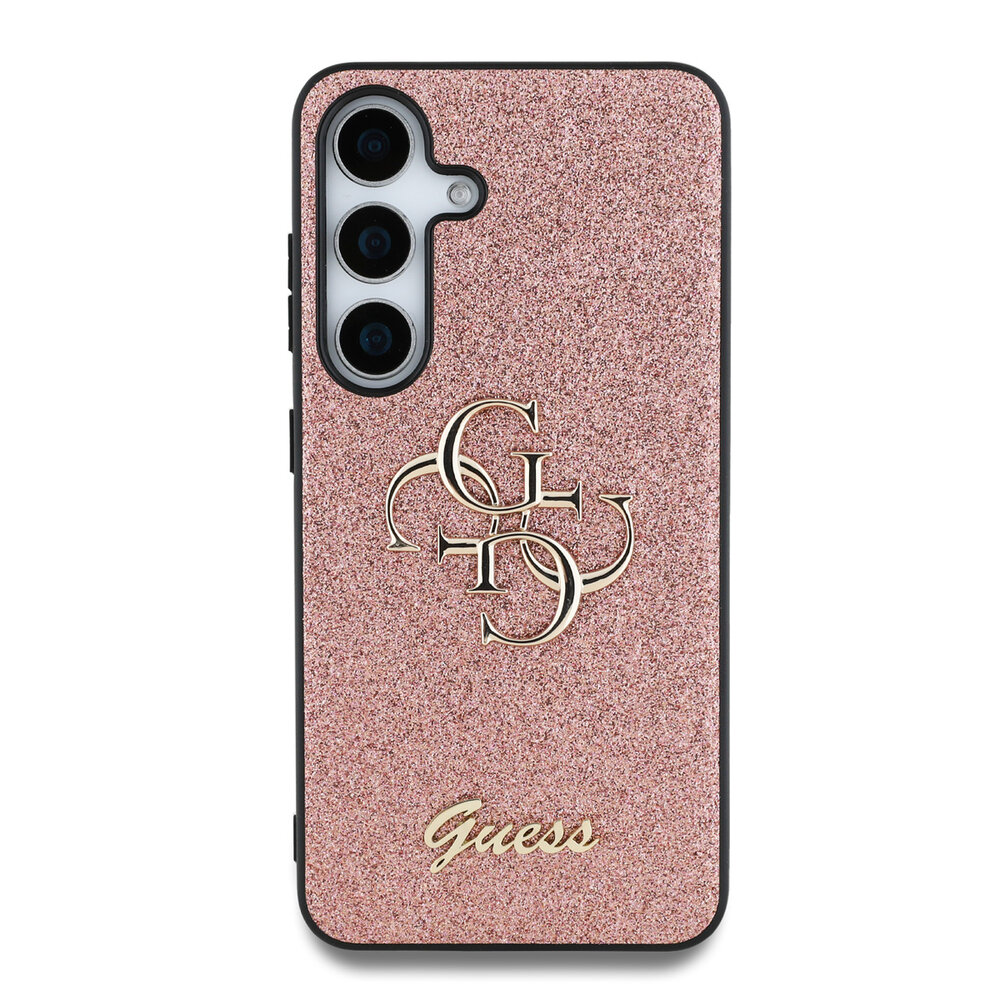 Guess Guess Galaxy S25 Back-Cover hul - Fixed Glitter - Big 4G Metal Logo - Rosa Guess Guess Galaxy S25 Back-Cover hul - Fixed Glitter - Big 4G Metal Logo - Rosa