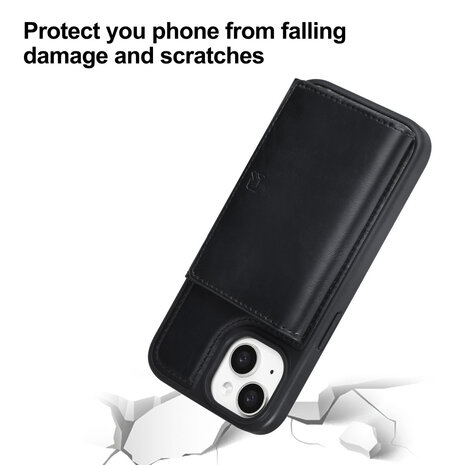 TUNIQ TUNIQ iPhone 15 Backcover hoesje met afneembare Pasjeshouder - Zwart TUNIQ TUNIQ iPhone 15 Backcover hoesje met afneembare Pasjeshouder - Zwart
