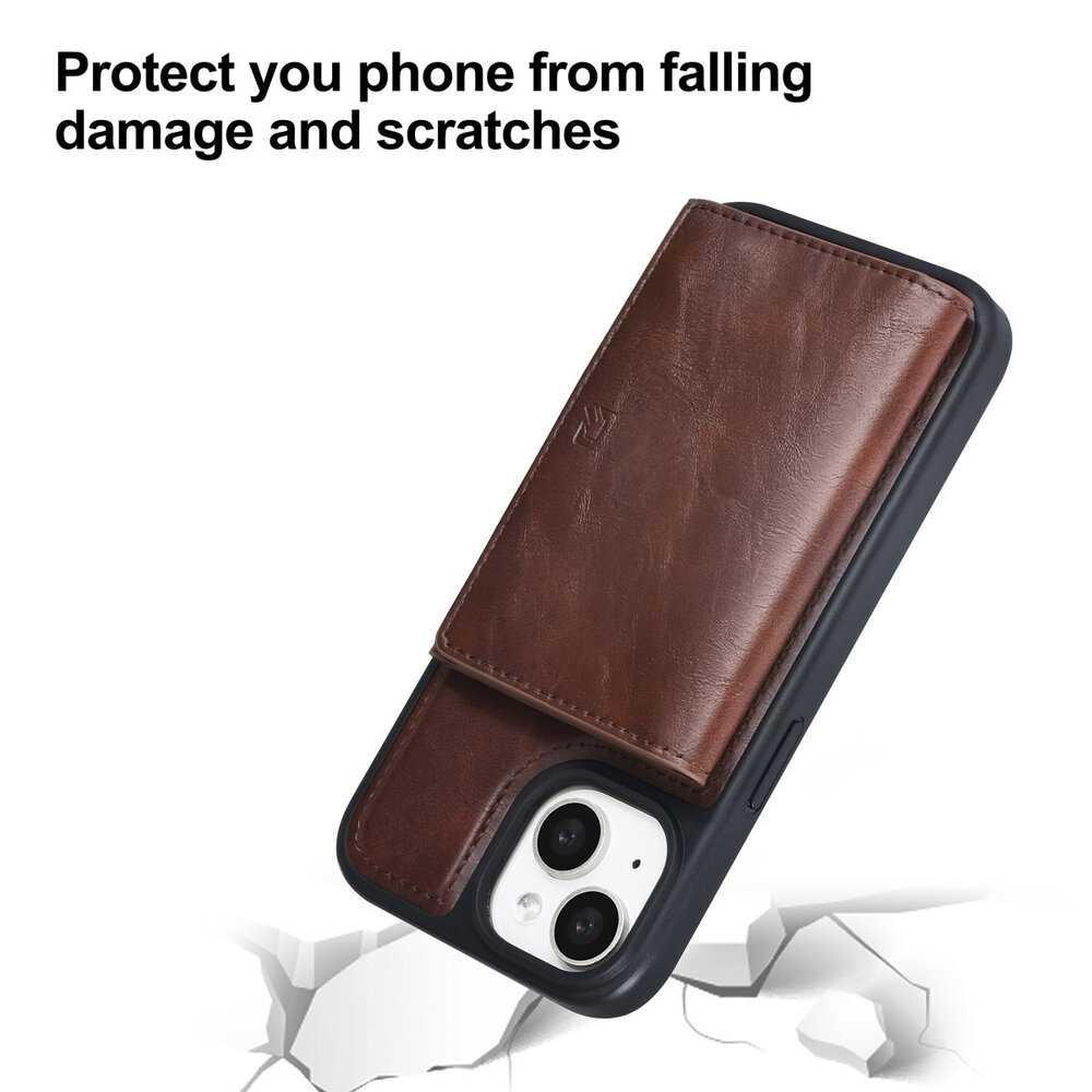 UNIQ Accessory TUNIQ iPhone 15 Backcover hoesje met afneembare Pasjeshouder - Bruin UNIQ Accessory TUNIQ iPhone 15 Backcover hoesje met afneembare Pasjeshouder - Bruin