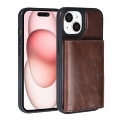 TUNIQ iPhone 15 Back cover case - with removable card holder - Brown
