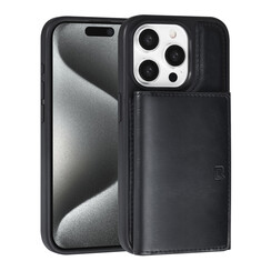 TUNIQ iPhone 15 Pro Back-Cover hul - mit abnehmbarem Kartenhalter - Schwarz
