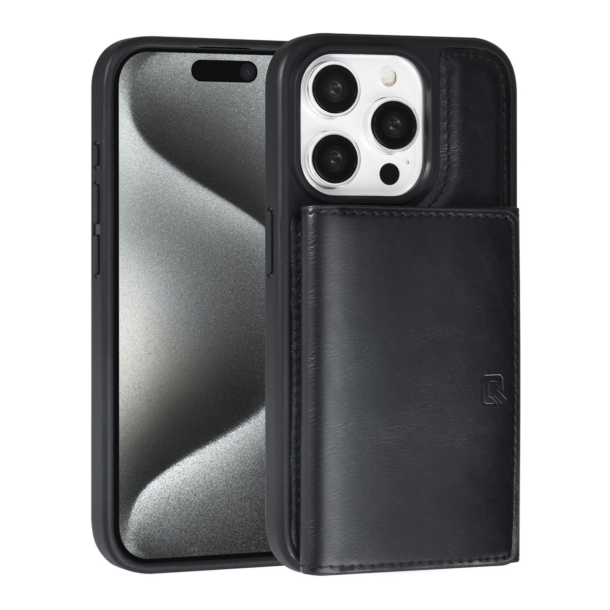 TUNIQ TUNIQ iPhone 15 Pro Backcover hoesje met afneembare Pasjeshouder - Zwart