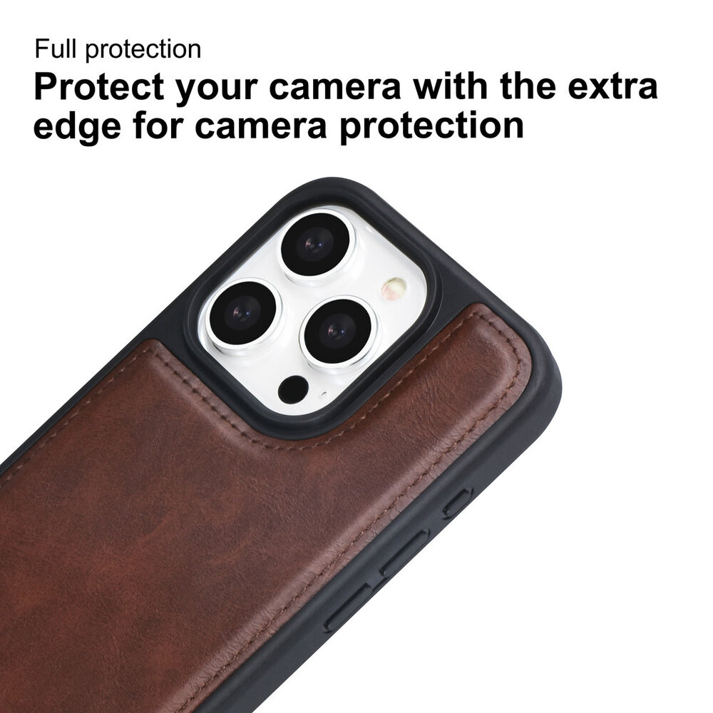 TUNIQ TUNIQ iPhone 15 Pro Backcover hoesje met afneembare Pasjeshouder - Bruin TUNIQ TUNIQ iPhone 15 Pro Backcover hoesje met afneembare Pasjeshouder - Bruin