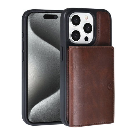 TUNIQ TUNIQ iPhone 15 Pro Backcover hoesje met afneembare Pasjeshouder - Bruin TUNIQ TUNIQ iPhone 15 Pro Backcover hoesje met afneembare Pasjeshouder - Bruin