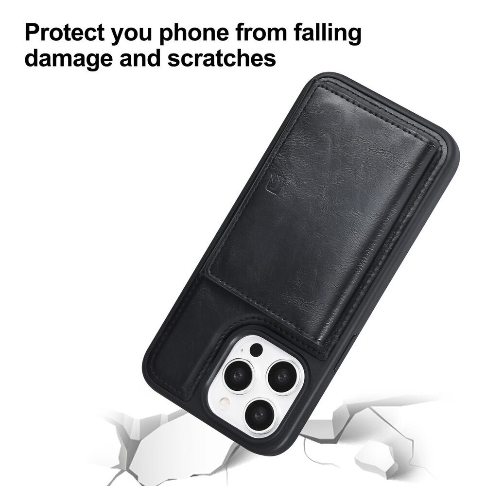 TUNIQ TUNIQ iPhone 15 Pro Max Back cover coque avec porte-carte amovible - Noir TUNIQ TUNIQ iPhone 15 Pro Max Back cover coque avec porte-carte amovible - Noir