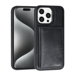 TUNIQ iPhone 15 Pro Max Back cover case - with removable card holder - Black