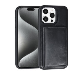 TUNIQ TUNIQ iPhone 15 Pro Max Backcover hoesje met afneembare Pasjeshouder - Zwart TUNIQ TUNIQ iPhone 15 Pro Max Backcover hoesje met afneembare Pasjeshouder - Zwart