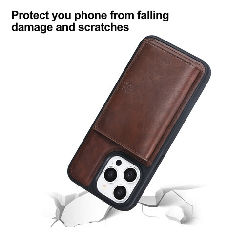 TUNIQ TUNIQ iPhone 15 Pro Max Back-Cover hul - mit abnehmbarem Kartenhalter - Braun TUNIQ TUNIQ iPhone 15 Pro Max Back-Cover hul - mit abnehmbarem Kartenhalter - Braun