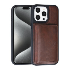 TUNIQ iPhone 15 Pro Max Back cover case - with removable card holder - Brown