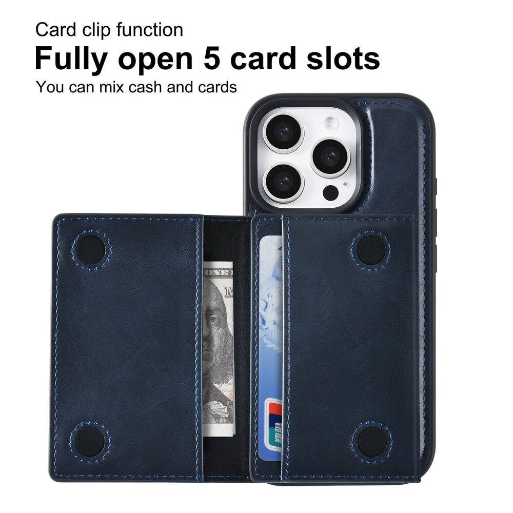 TUNIQ TUNIQ iPhone 16 Pro Backcover hoesje - met afneembare Pasjeshouder - Blauw TUNIQ TUNIQ iPhone 16 Pro Backcover hoesje - met afneembare Pasjeshouder - Blauw