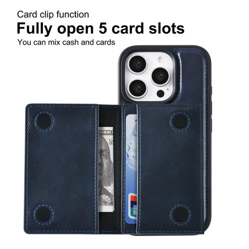 TUNIQ TUNIQ iPhone 16 Pro Back cover coque - avec porte-carte amovible - Bleu