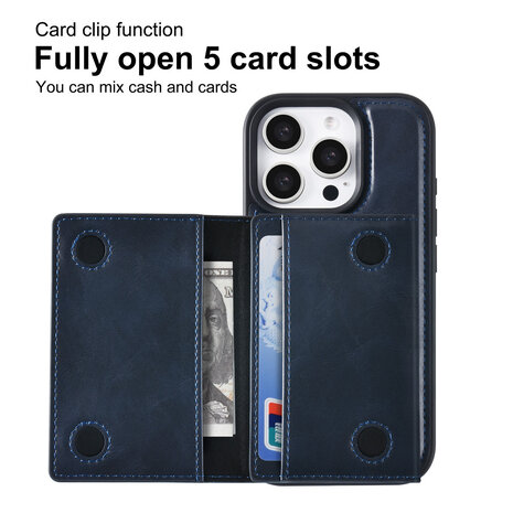 TUNIQ TUNIQ iPhone 16 Pro Backcover hoesje - met afneembare Pasjeshouder - Blauw TUNIQ TUNIQ iPhone 16 Pro Backcover hoesje - met afneembare Pasjeshouder - Blauw