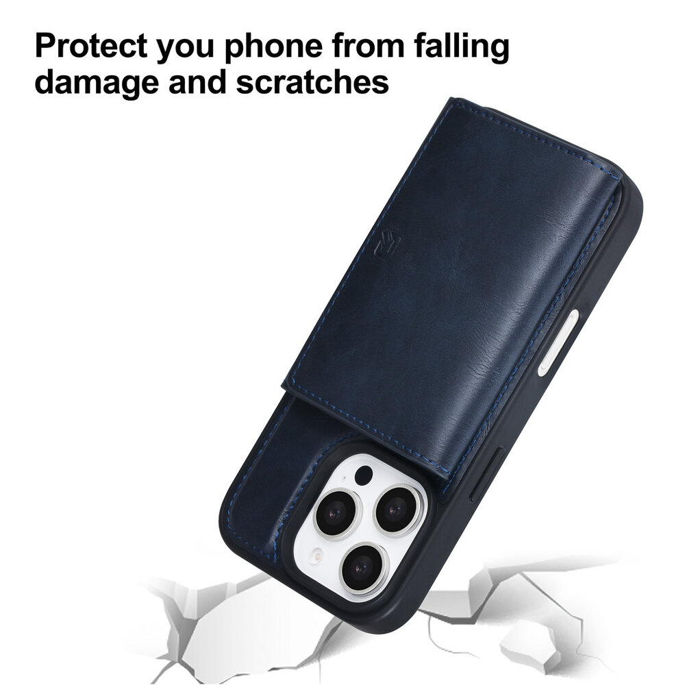 TUNIQ TUNIQ iPhone 16 Pro Back cover case - with removable card holder - Blue TUNIQ TUNIQ iPhone 16 Pro Back cover case - with removable card holder - Blue