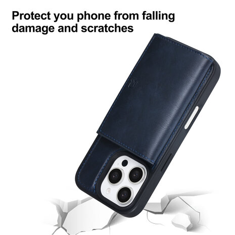 TUNIQ TUNIQ iPhone 16 Pro Backcover hoesje - met afneembare Pasjeshouder - Blauw TUNIQ TUNIQ iPhone 16 Pro Backcover hoesje - met afneembare Pasjeshouder - Blauw
