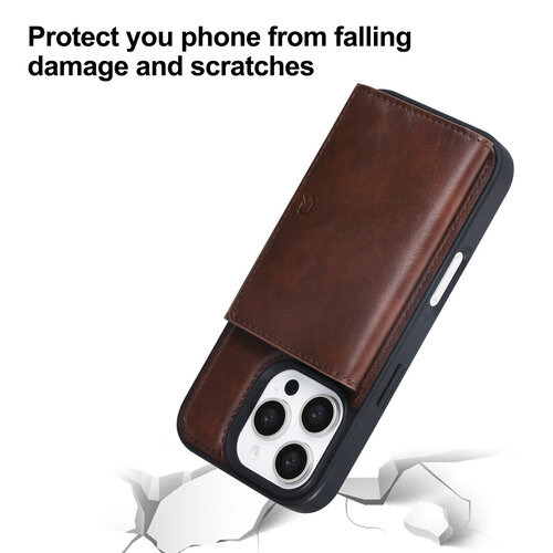 TUNIQ TUNIQ iPhone 16 Pro Back cover case - with removable card holder - Brown