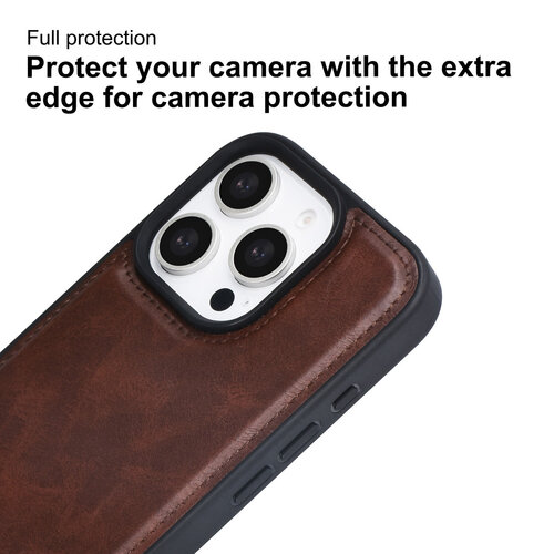 TUNIQ TUNIQ iPhone 16 Pro Back-Cover hul - mit abnehmbarem Kartenhalter - Braun