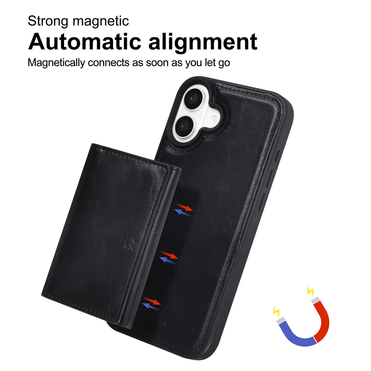TUNIQ TUNIQ iPhone 16 Plus Backcover hoesje - met afneembare Pasjeshouder - Zwart, foto 2 van 6