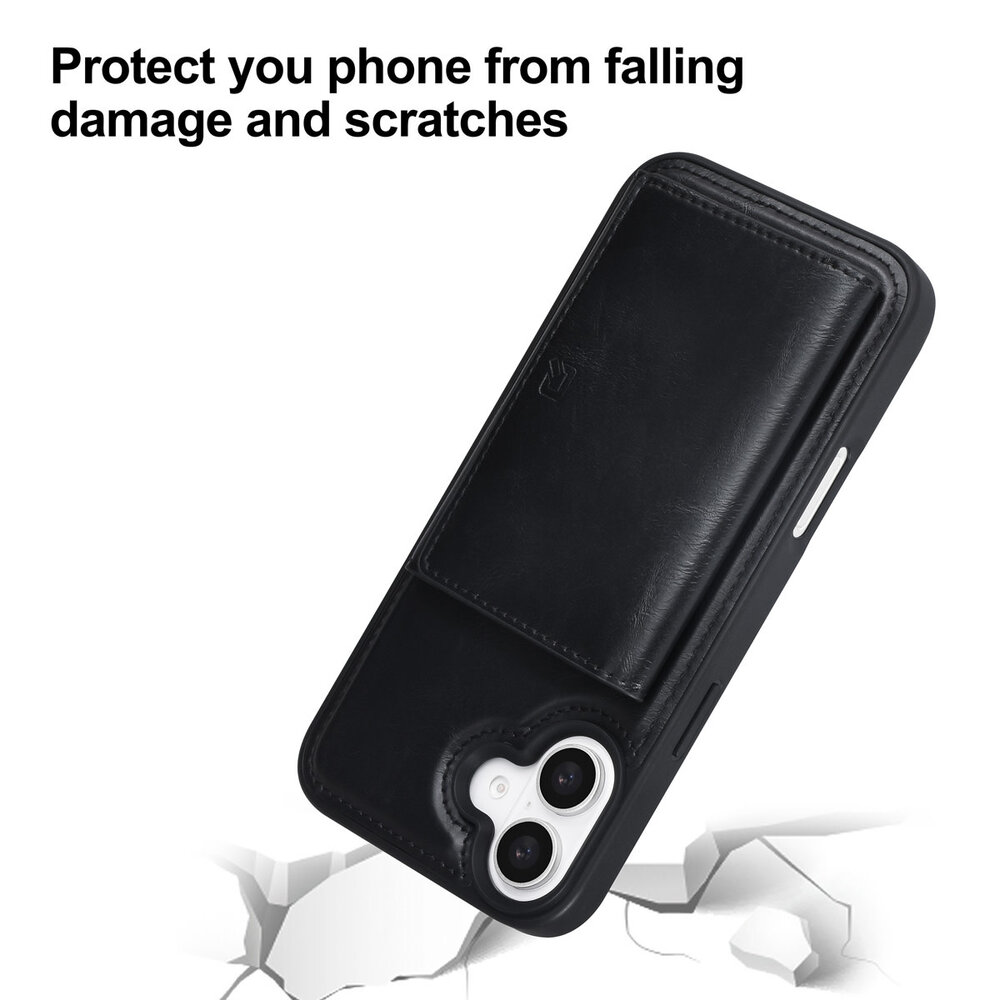 TUNIQ TUNIQ iPhone 16 Plus Back-Cover hul - mit abnehmbarem Kartenhalter - Schwarz TUNIQ TUNIQ iPhone 16 Plus Back-Cover hul - mit abnehmbarem Kartenhalter - Schwarz