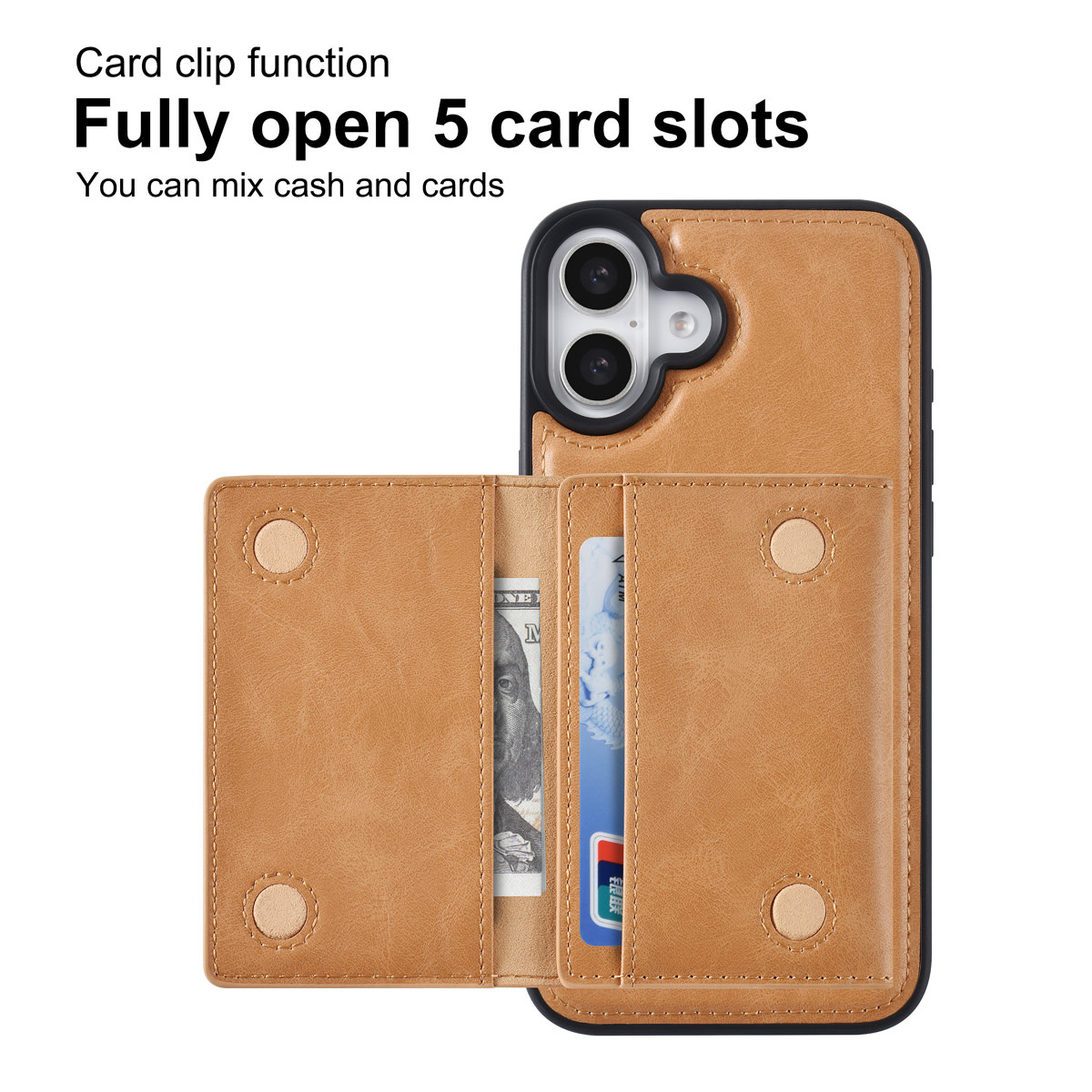 TUNIQ TUNIQ iPhone 16 Plus Backcover hoesje - met afneembare Pasjeshouder - Goud, foto 3 van 6